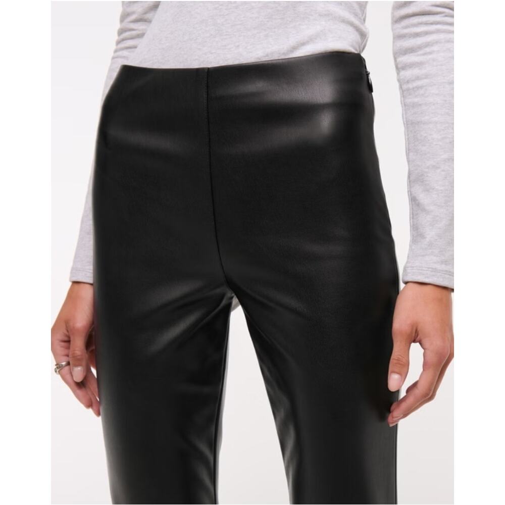 NWT Abercrombie & Fitch Black Vegan Leather Slim Fit High Waist Pants Size S
